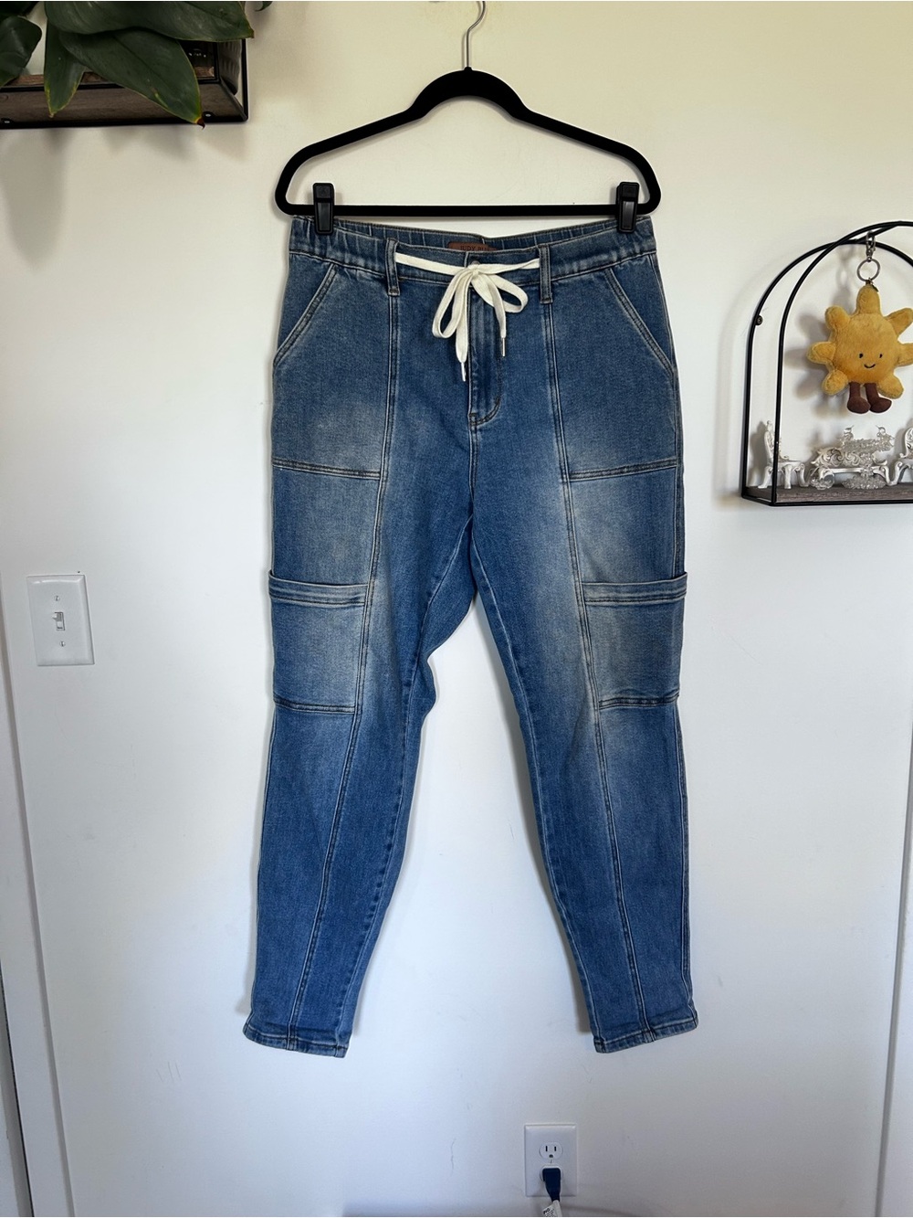 Judy Blue Jogger Drawstring Waist Denim Blue Jeans Size 11/30